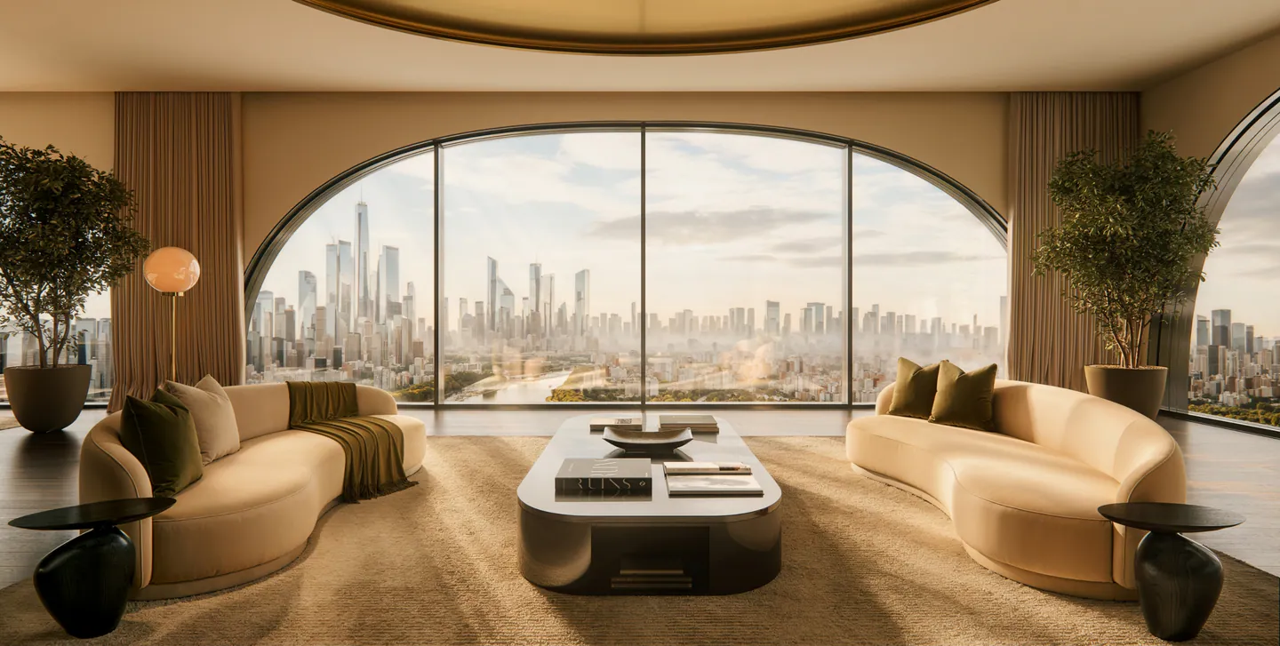 The Crown View Penthouse — Lounge · Golden hour